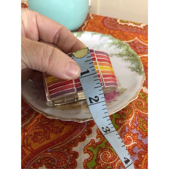 Vintage Enamel Pride Bracelet Stretch Rainbow Chunky Metal ~ Excellent - Picture 4 of 11